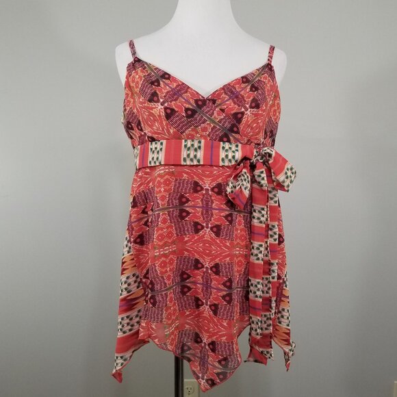 NEW  W Work To Weekend Hippie Boho Top Sz 10 Sleeveless Babydoll Chemise Blouse - Picture 1 of 13